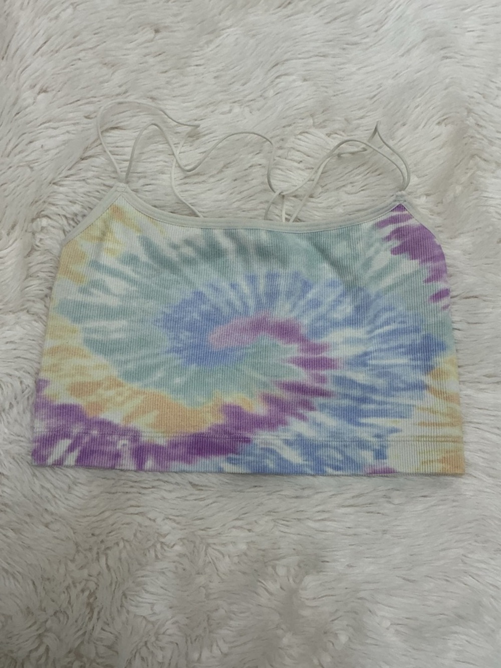 Gilly Hicks White Tie Dye Strappy Crop Top